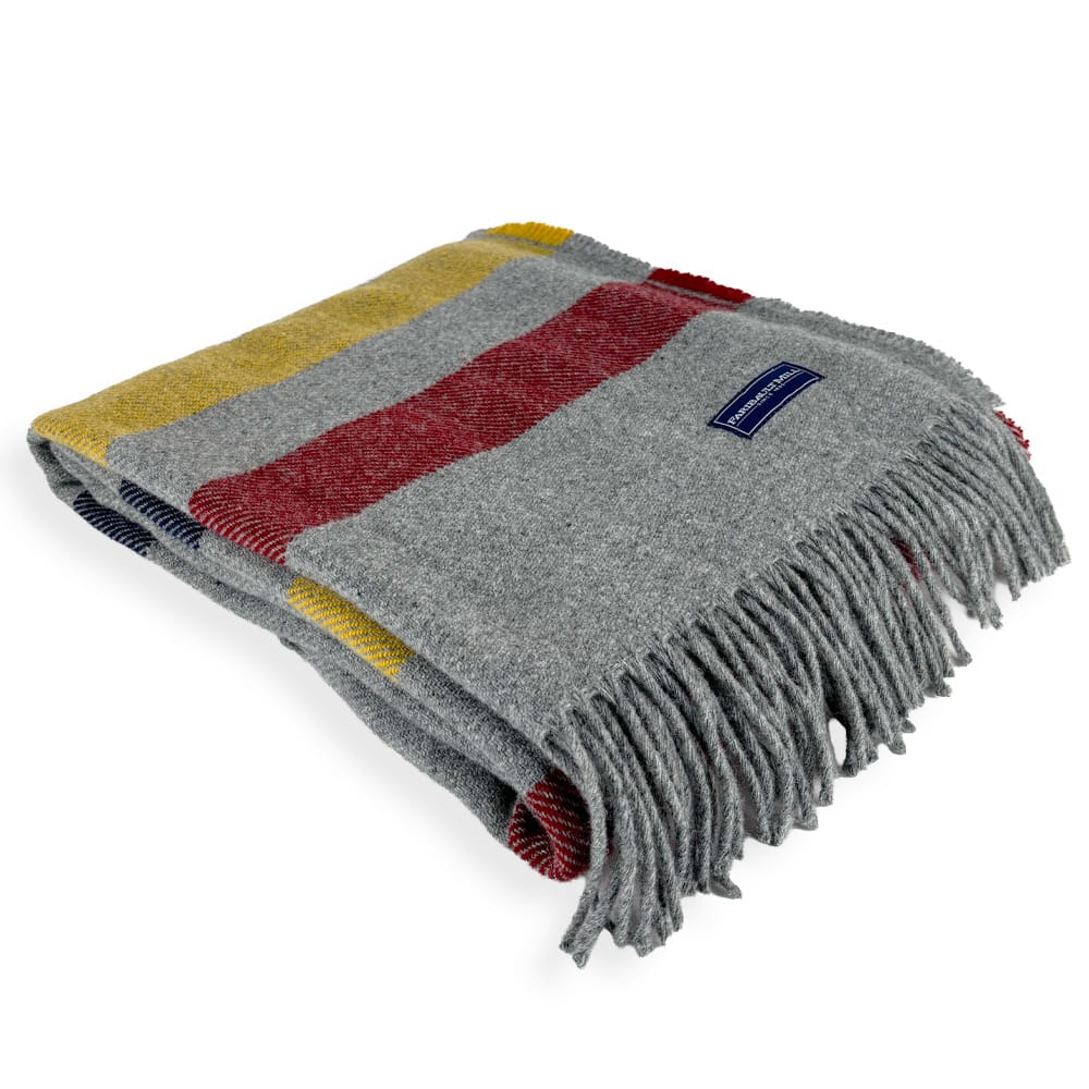 Faribault Mill One Size Frontier Wool Shawl - Gray