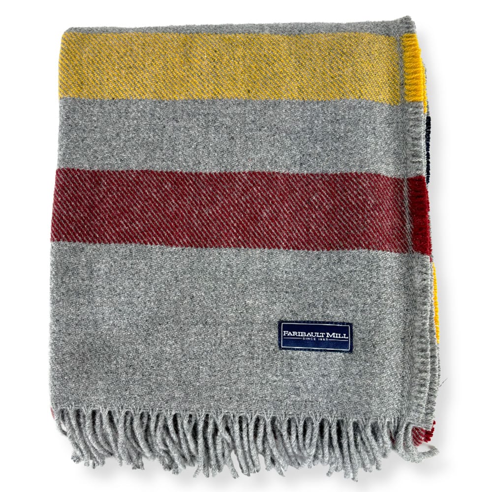 Faribault Mill One Size Frontier Wool Shawl - Gray