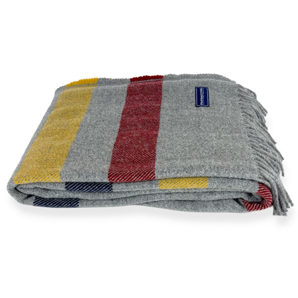 Faribault Mill One Size Frontier Wool Shawl - Gray