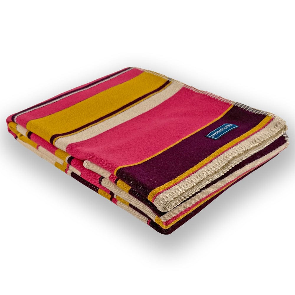 Faribault Mill Pink Limited Edition 4 Color Stripe Wool Throw