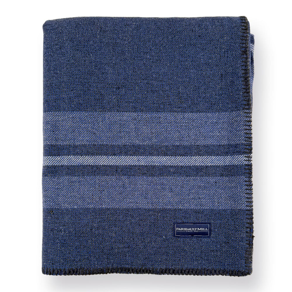 Faribault Mill Queen Limited Edition Cabin Wool Blanket - Royal Blue