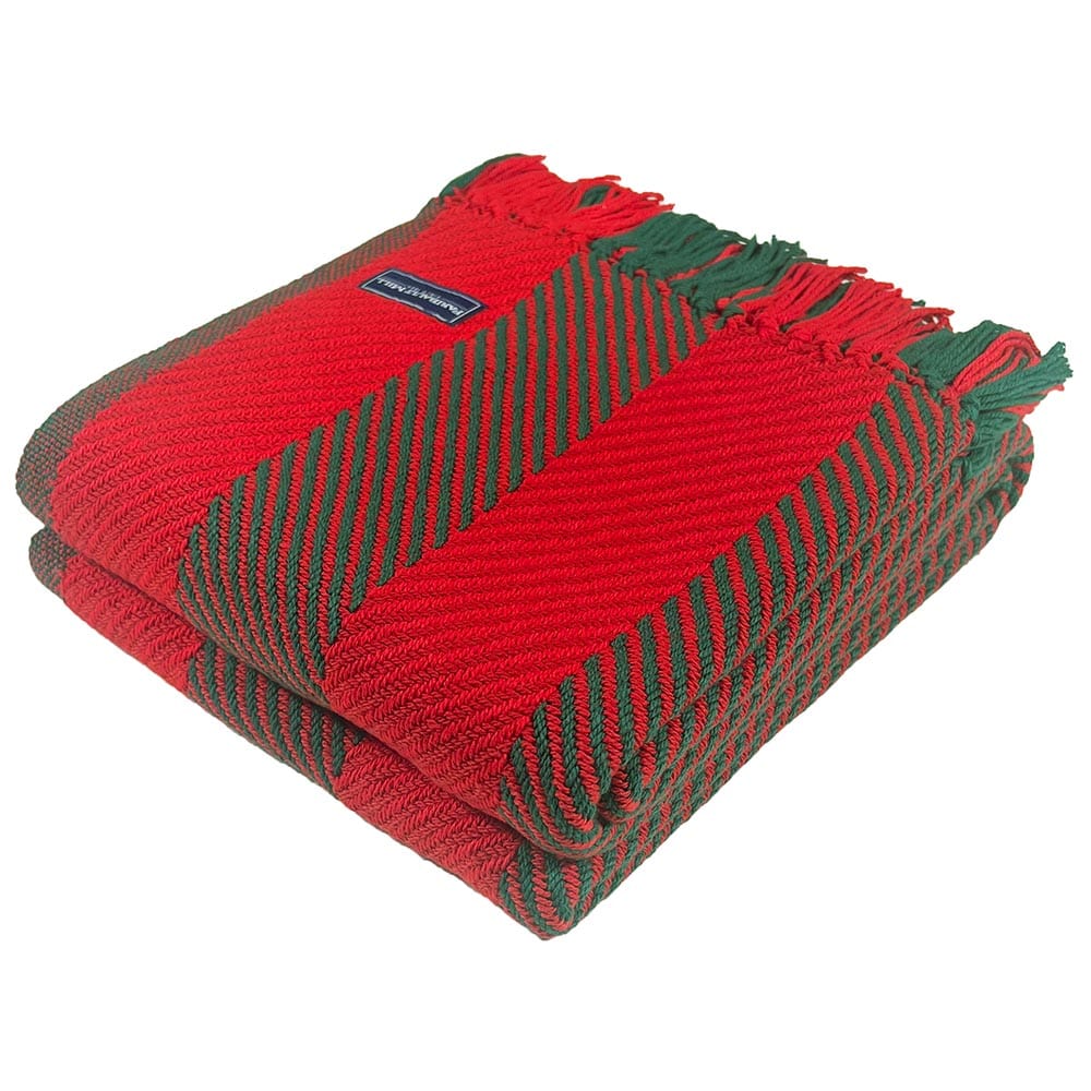 Faribault Mill Red/Green Christmas Monhegan Cotton Throw