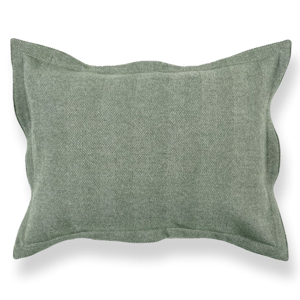 Faribault Mill Sage Green Coastal Cottage Herringbone Wool Sham
