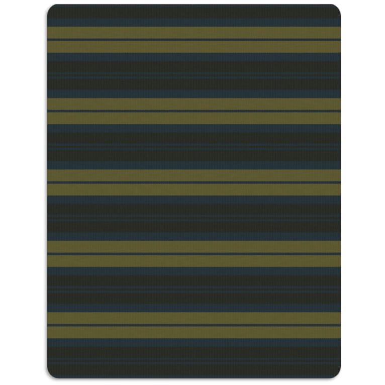 Faribault Mill Timberline Stripe green middleweight wool bed blanket, unfolded and laid flat in a top-down view.
