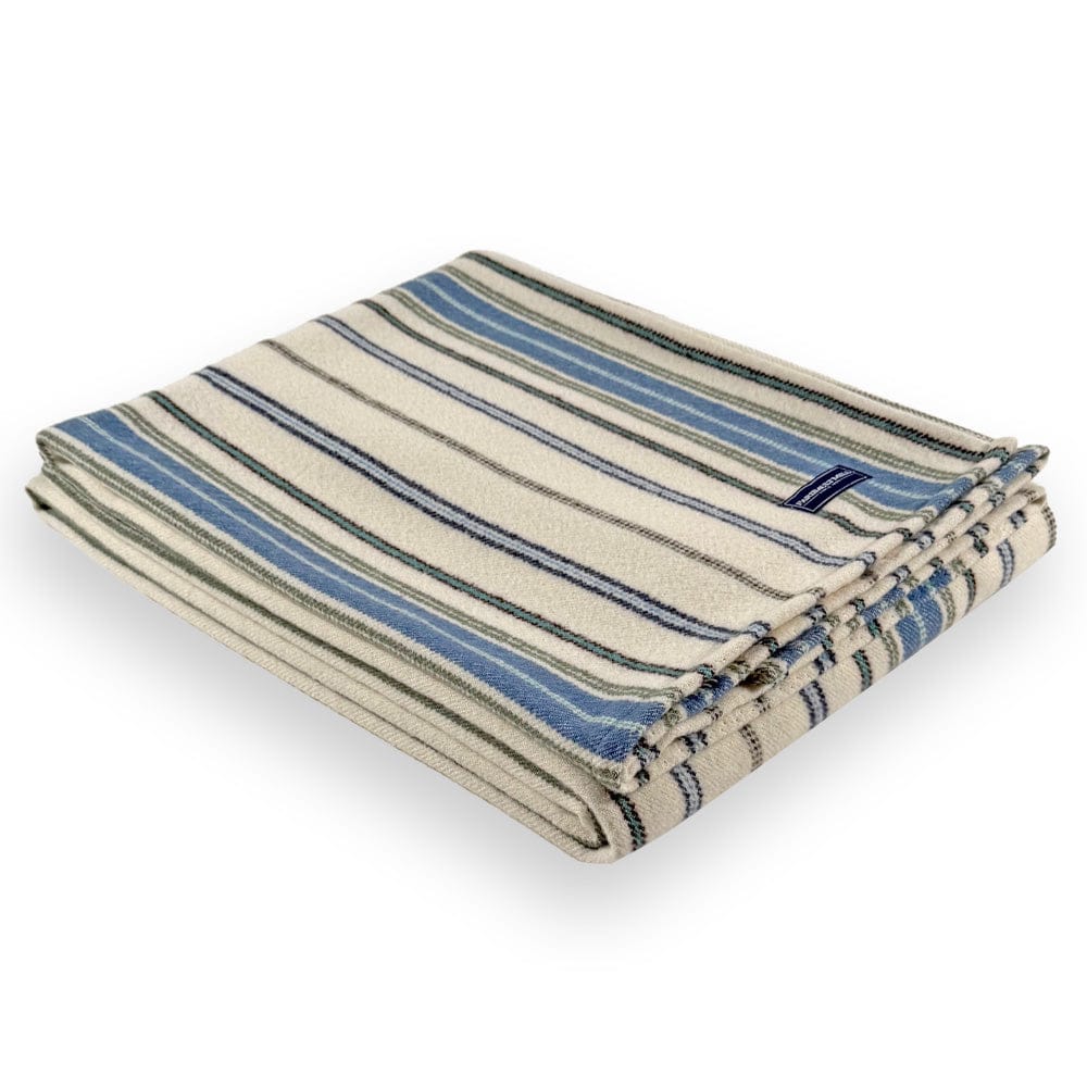 Faribault Mill Twin Baja Stripe Lightweight Wool Blanket - Natural