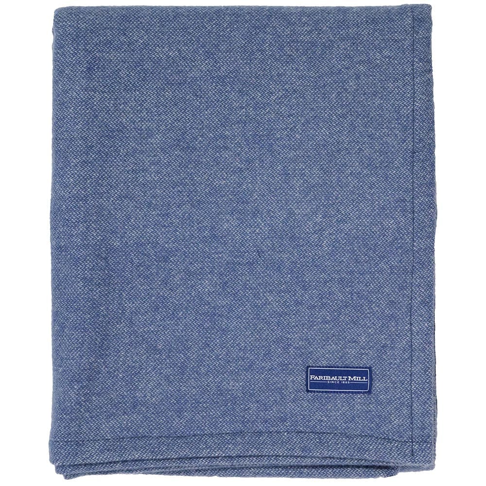 Faribault Mill Twin Factory Second Lakefront Wool Blanket - Blue Steel