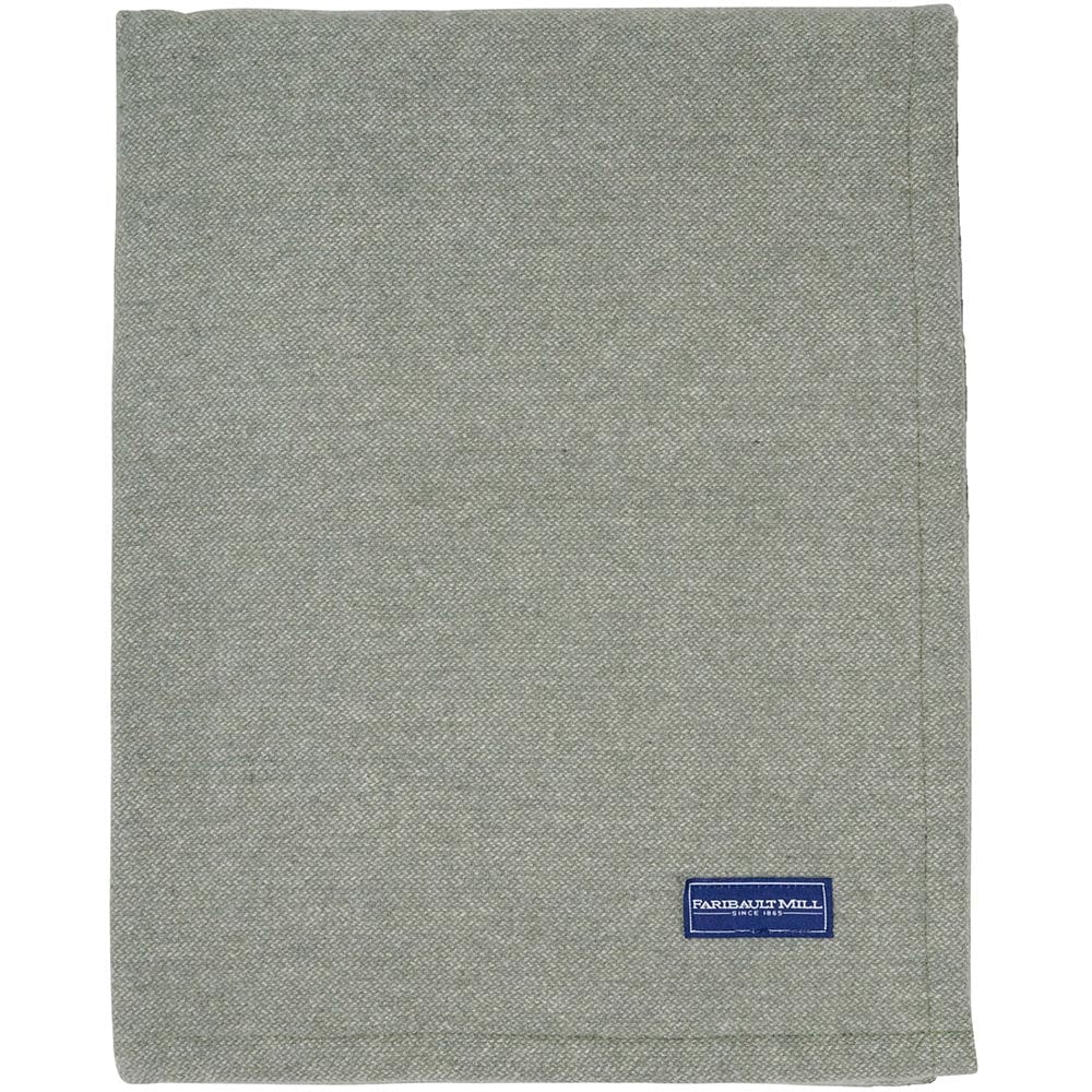Faribault Mill Twin Factory Second Lakefront Wool Blanket - Sage Green