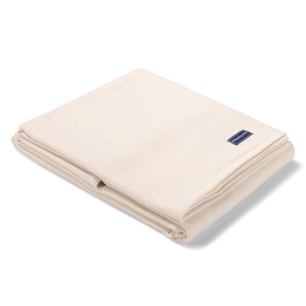 Faribault Mill Twin Lakefront Wool Blanket - Pearl