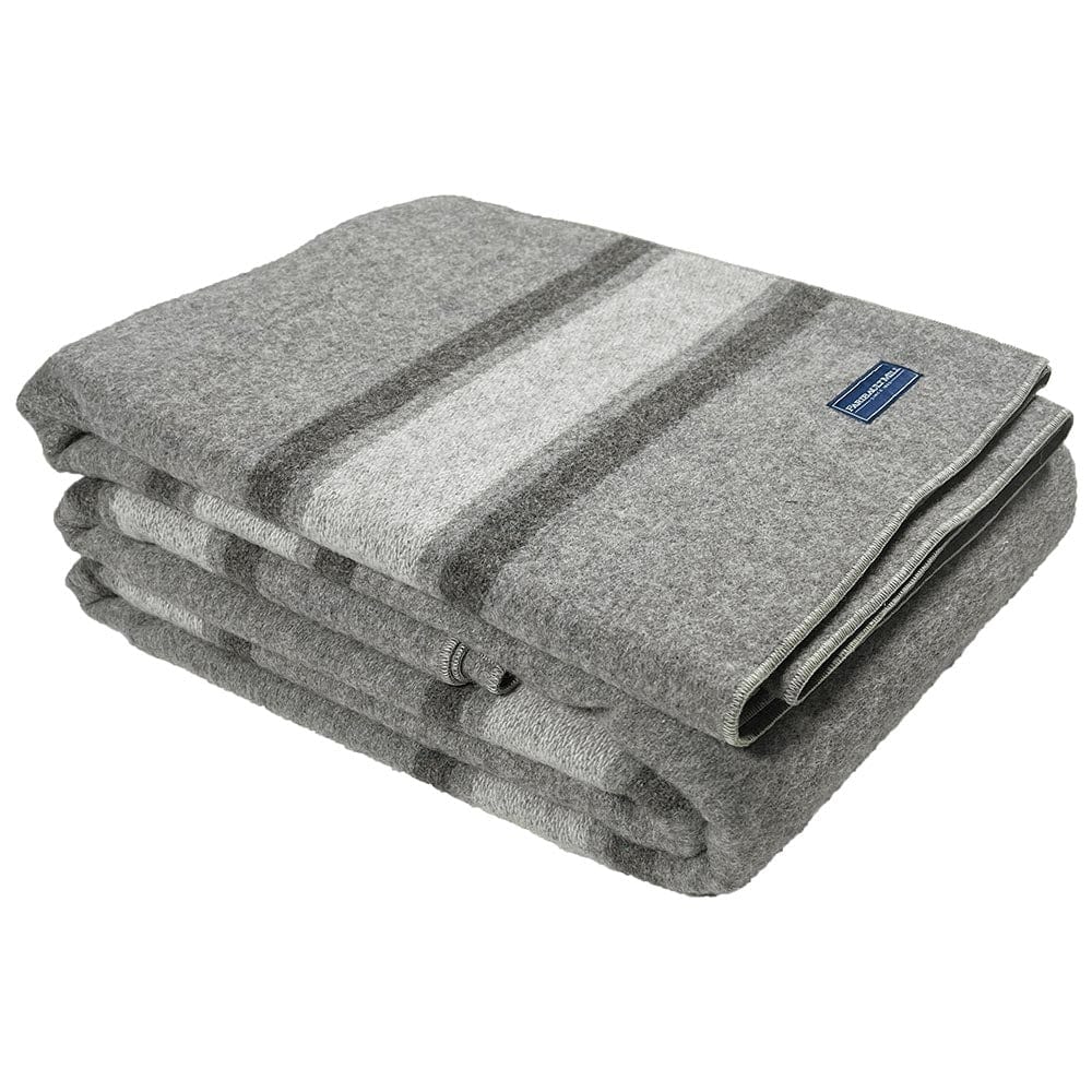 Faribault Mill Twin North Shore Stripe Wool Blanket - Gray