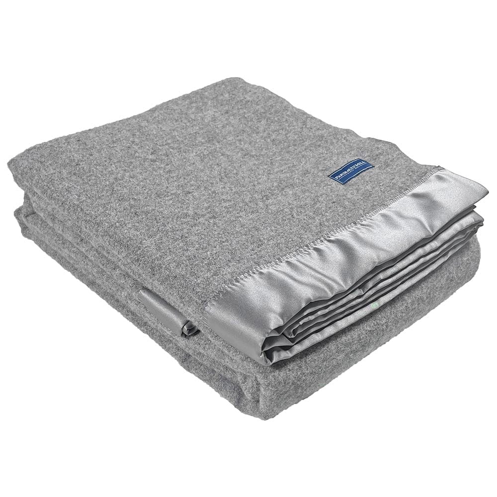 Faribault Mill Twin Pure & Simple Satin Wool Blanket - Light Heather Gray
