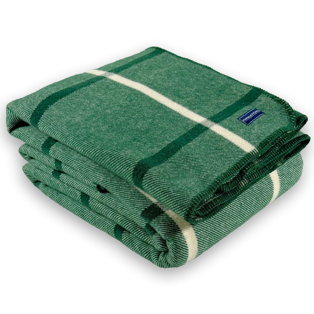 Faribault Mill Twin Windowpane Plaid Wool Blanket - Forest Green