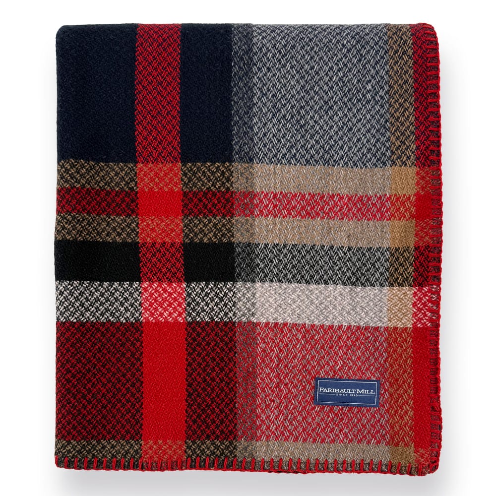 Faribault Woolen Mill 50" x 63" Broadwater Plaid Wool Throw Blanket - Red/Black