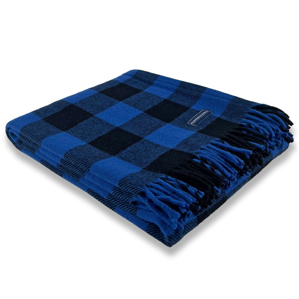 Faribault Woolen Mill 50" x 63" Buffalo Check Wool Throw Blanket - Admiral Blue