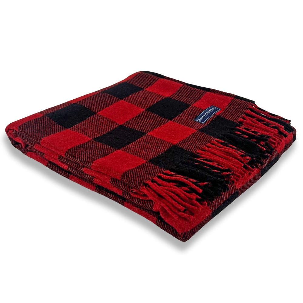 Faribault Woolen Mill 50" x 63" Buffalo Check Wool Throw Blanket - Red