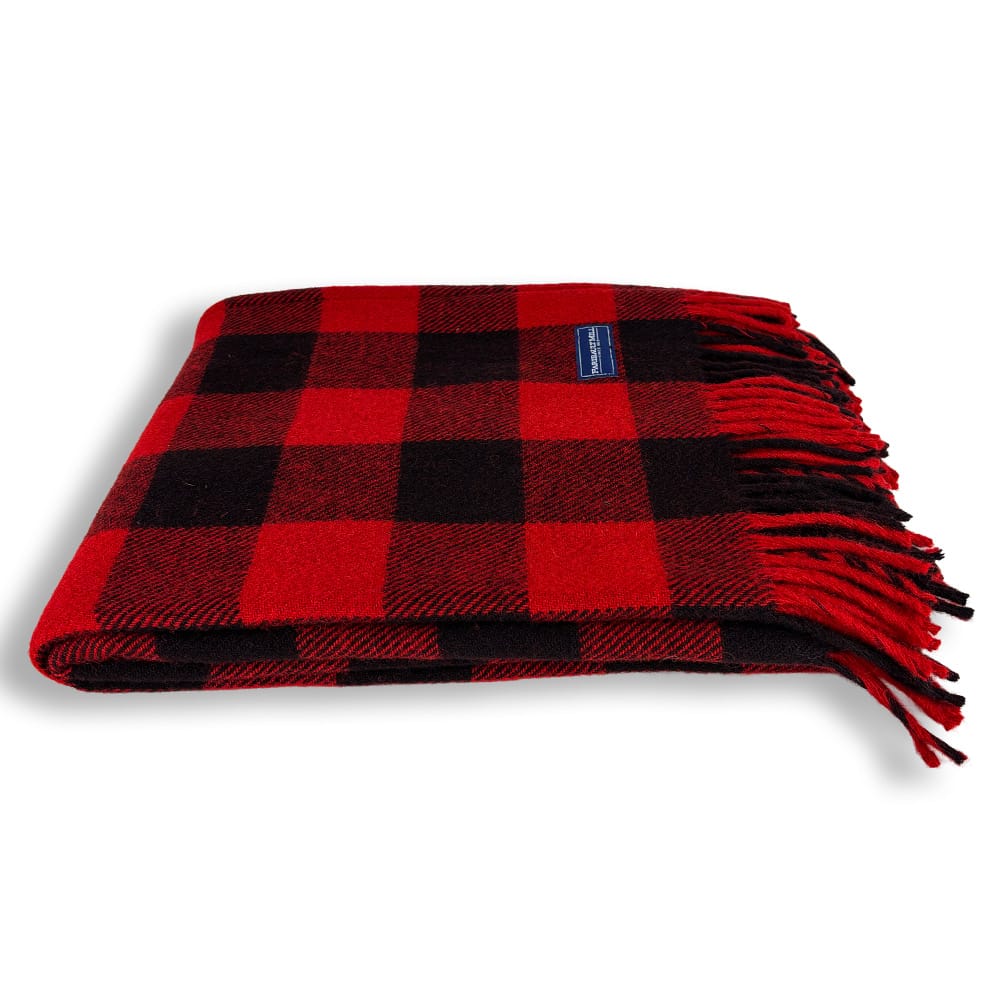 Faribault Woolen Mill 50" x 63" Buffalo Check Wool Throw Blanket - Red