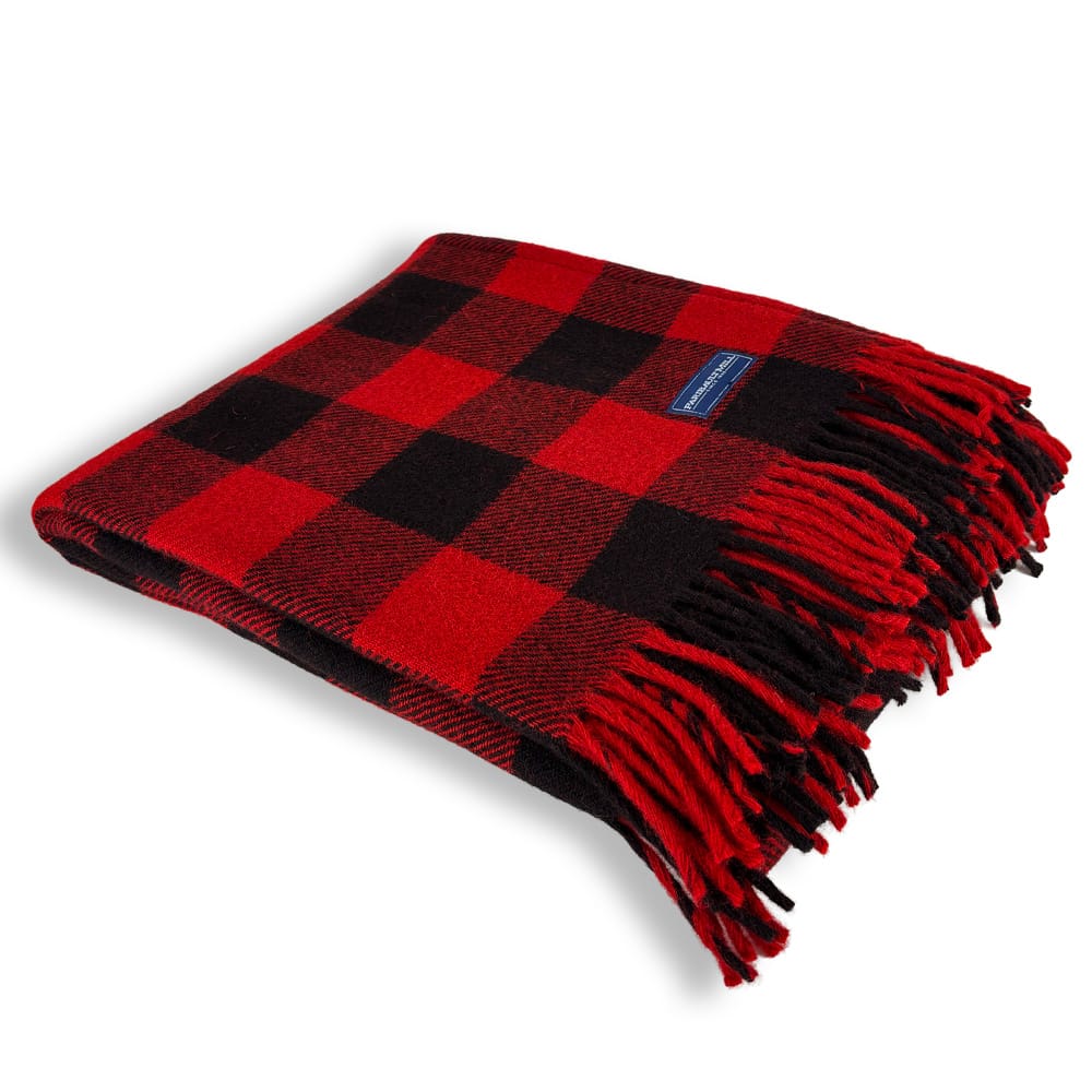 Faribault Woolen Mill 50" x 63" Buffalo Check Wool Throw Blanket - Red