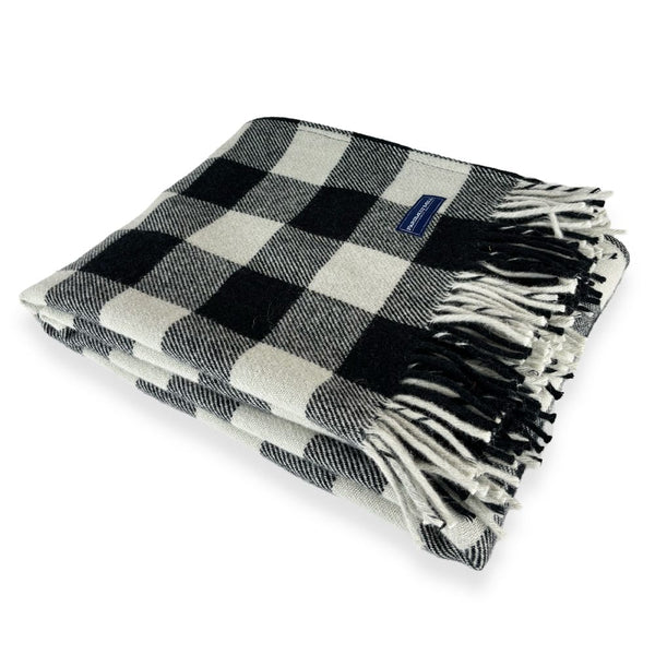 Buffalo Check Wool Throw Blanket - White