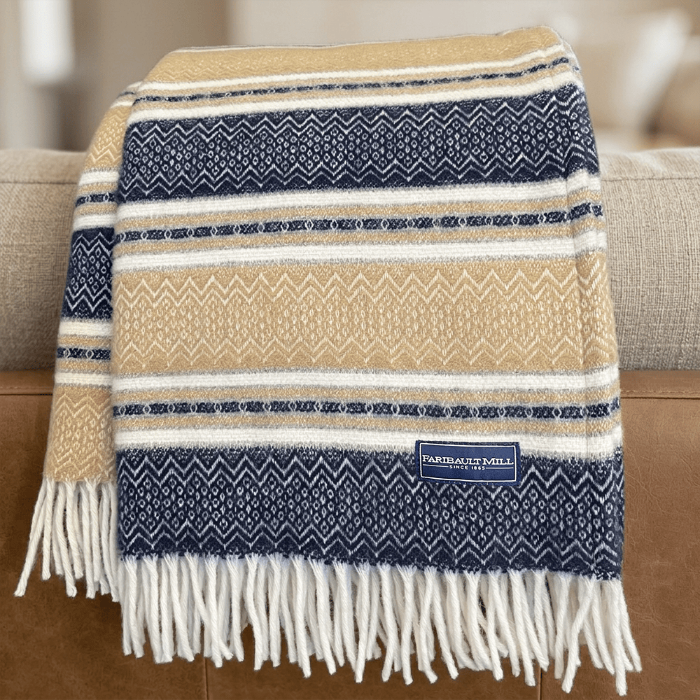 Faribault Woolen Mill 50" x 63" Mesa Wool Throw Blanket - Beige