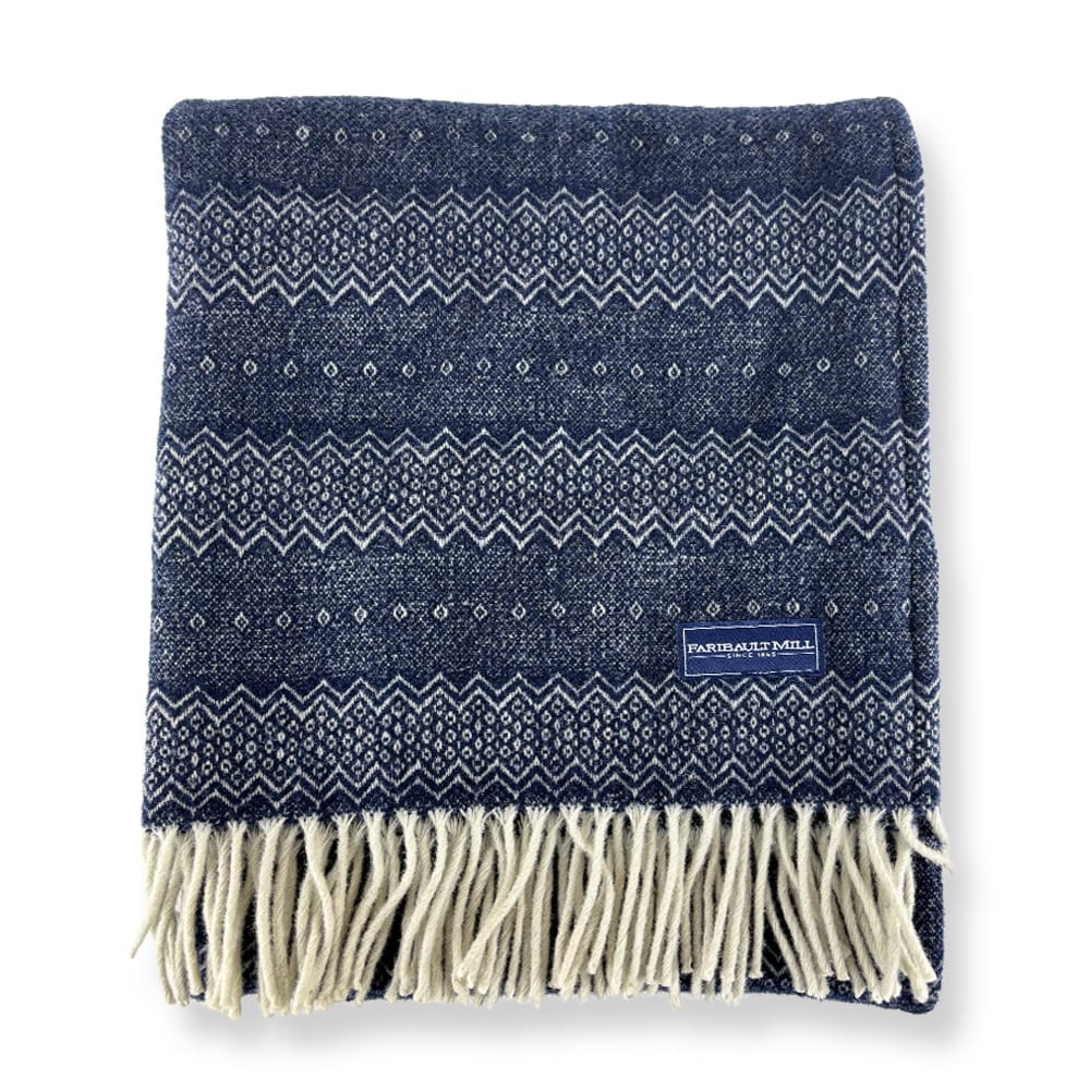 Faribault Woolen Mill 50" x 63" Mesa Wool Throw Blanket - Navy