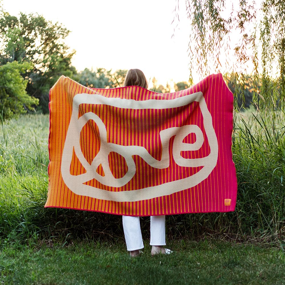 Factory Second Alexandra Grant LOVE™ Wool Throw Blanket - Pink active Dry clean or hand wash group-gallery