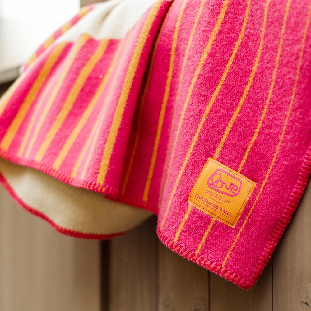 Factory Second Alexandra Grant LOVE™ Wool Throw Blanket - Pink active Dry clean or hand wash group-gallery