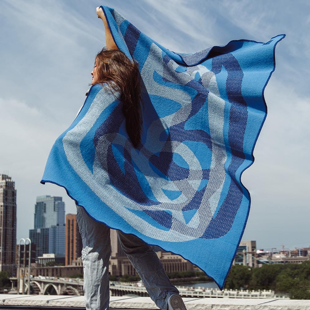 Factory Second Alexandra Grant LOVE™ Wool Throw Blanket - Blue active Dry clean or hand wash group-gallery