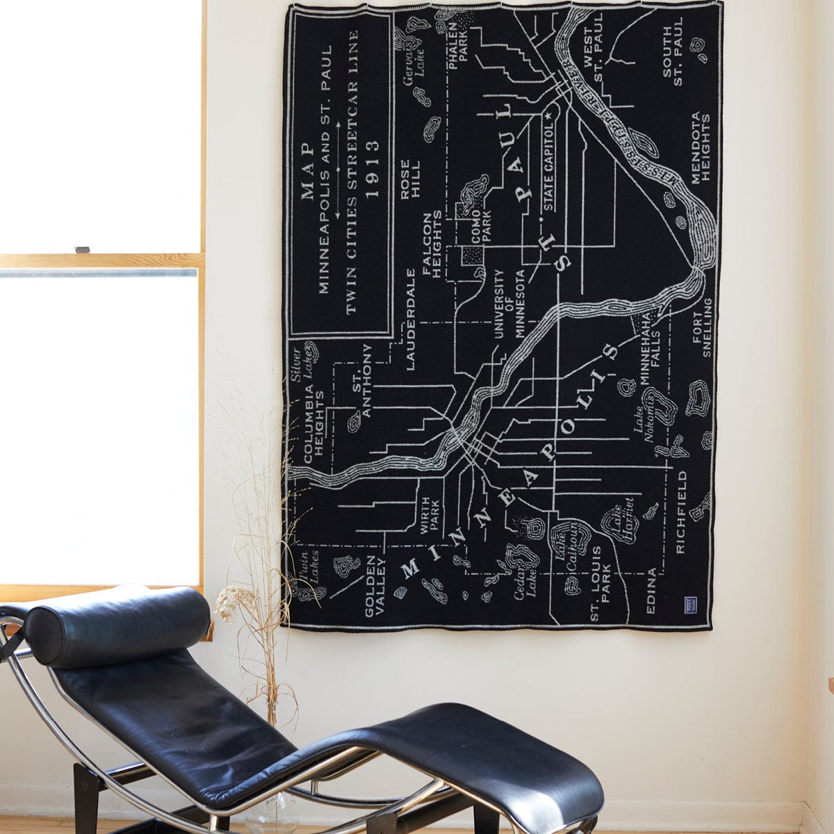 Minneapolis-Saint Paul Map Wool Throw active Current Dry clean or hand wash Full Price Lakes & Maps