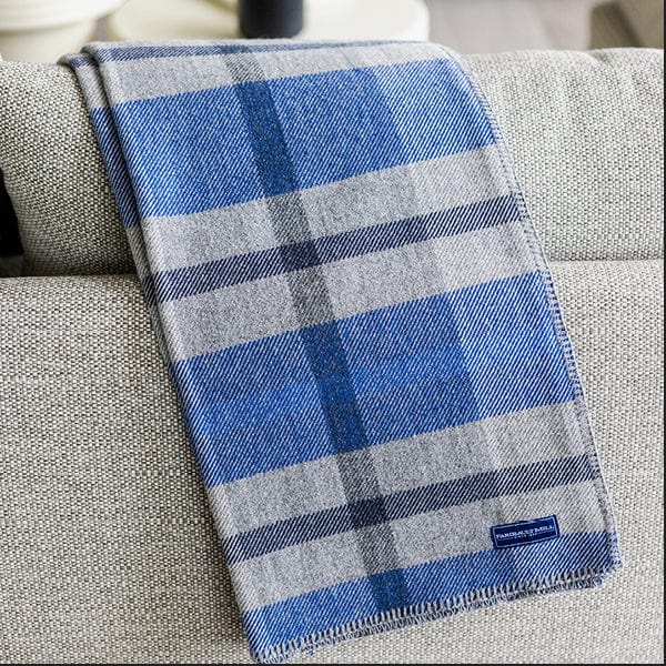 Northfield Plaid Wool Throw Blanket - Blue active Current Full Price group-gallery machine washable New Lower Price Northfield Plaid Wool Throw Patterns & Plaids