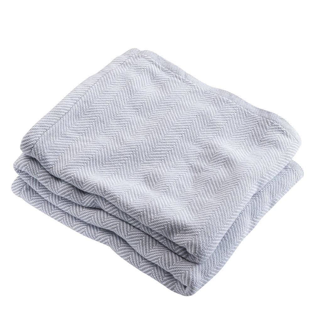 Penobscot Cotton Blanket - Dove Gray active Current Full Full Price group-gallery Herringbone King machine washable New Lower Price Patterns & Plaids Penobscot Cotton Blanket personalization Queen Twin