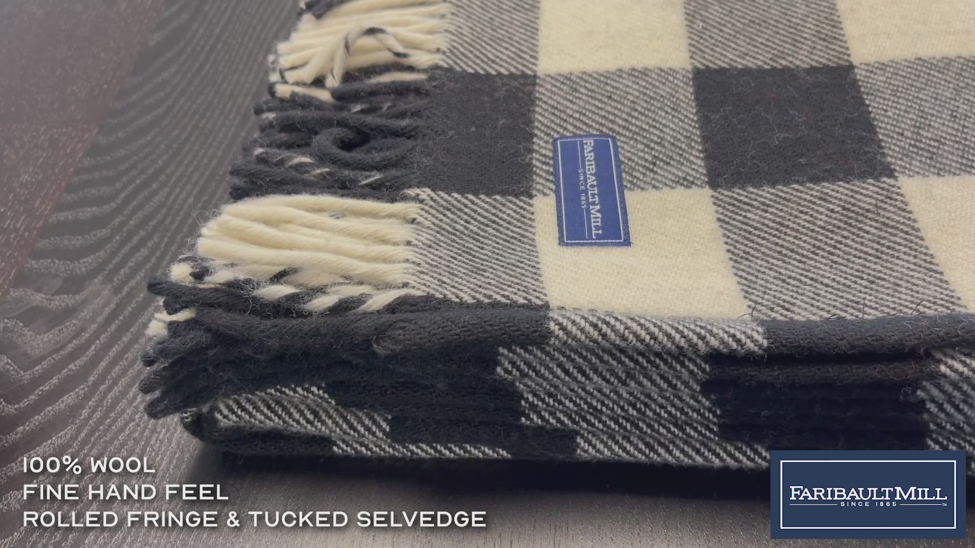 Buffalo Check Wool Throw Blanket - White