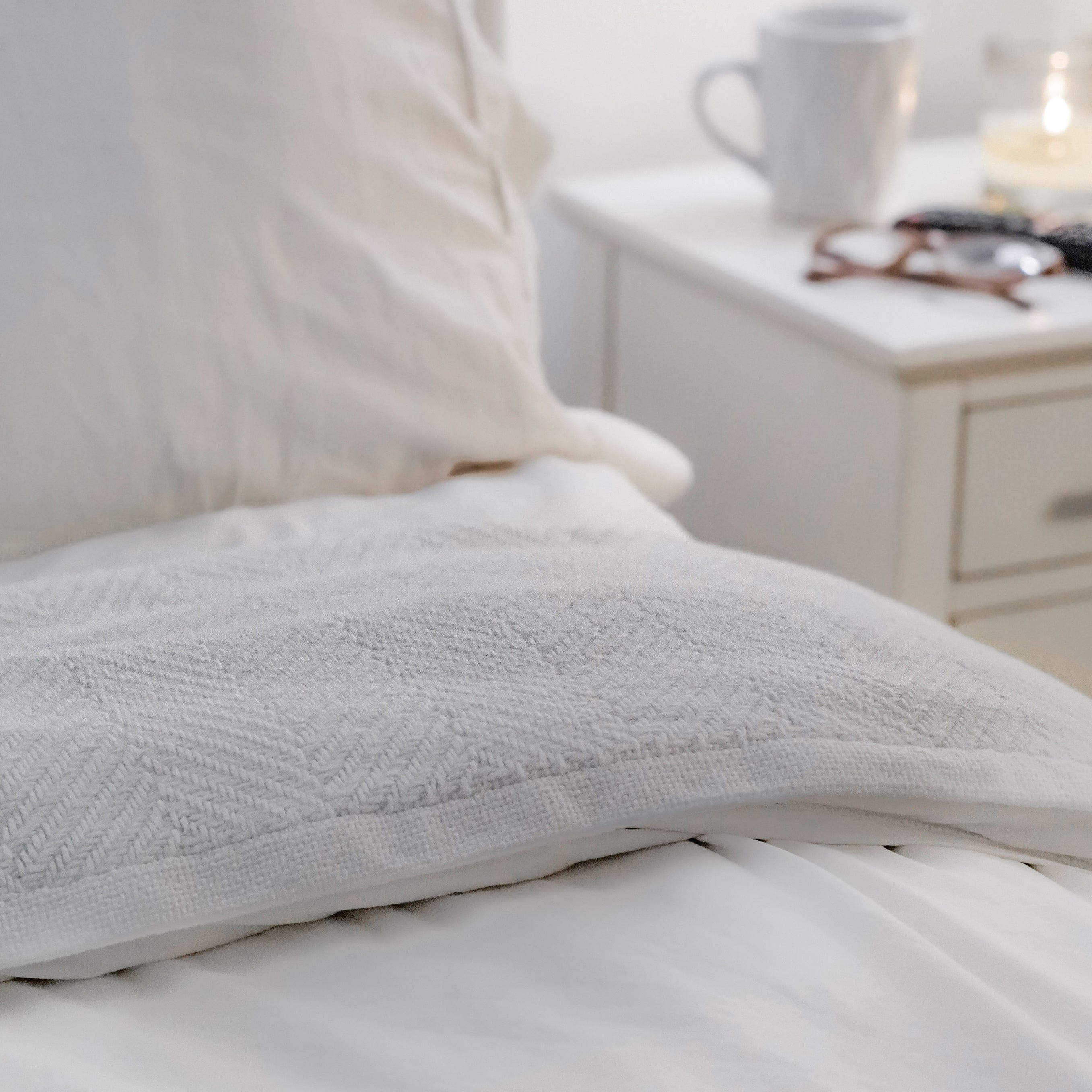 Madison Cotton Blanket - White active Current Full Full Price group-gallery King machine washable New Lower Price Patterns & Plaids personalization Queen Twin