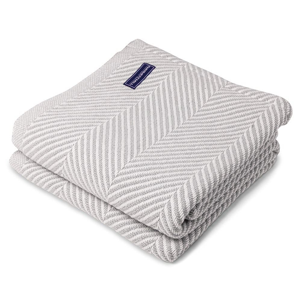 Monhegan Cotton Throw Without Fringe - Dove Gray 48" x 70" active All Throws Best Seller Cotton Throws Current Full Price FWM group-gallery Herringbone Collection Herringbone Throw machine washable Monhegan Cotton Throw Without Fringe New Lower Price personalization Regular Priced Throws