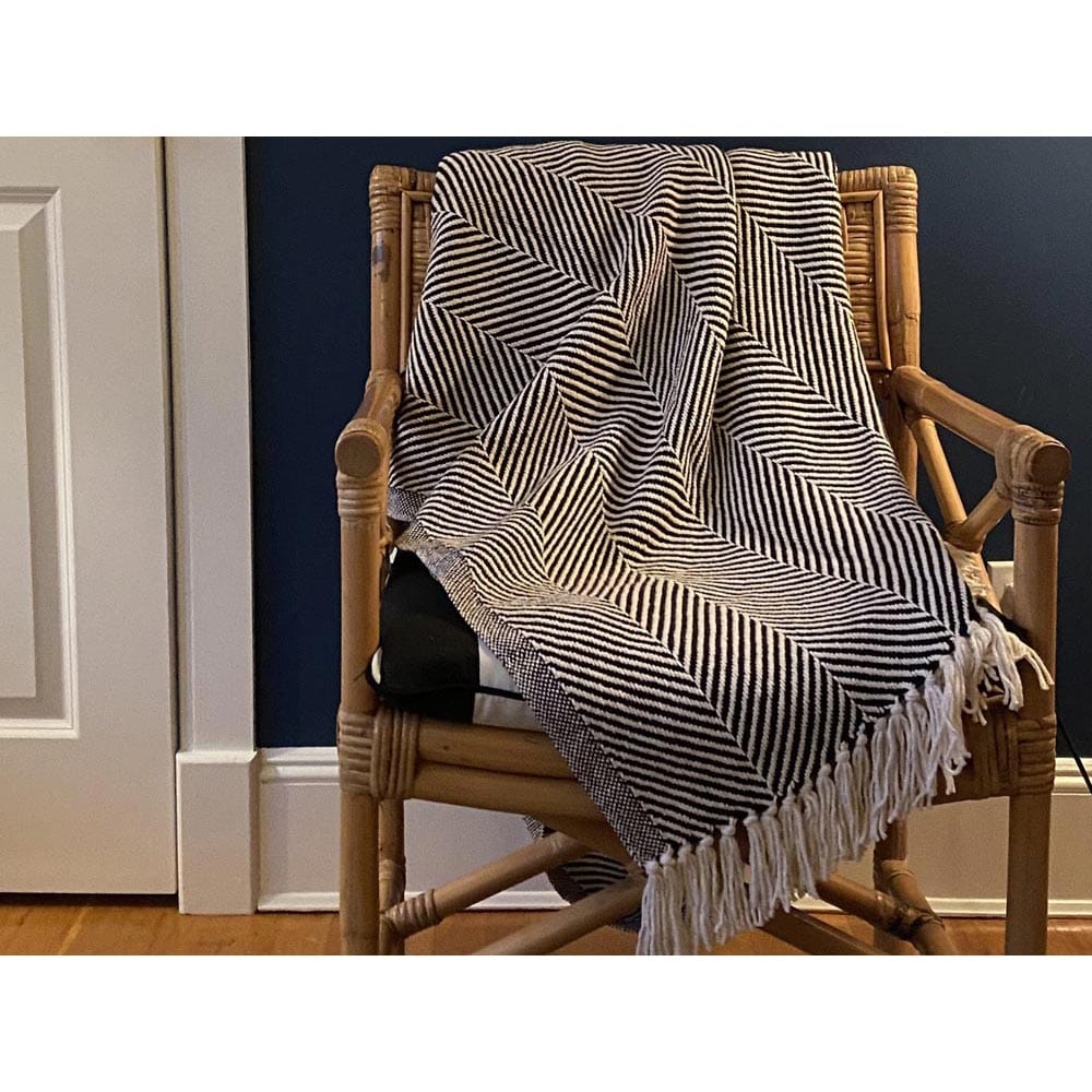 Monhegan Cotton Throw With Fringe active All Throws Best Seller Cotton Throws Current Full Price FWM group-gallery Herringbone Collection Herringbone Throw machine washable personalization Regular Priced Throws