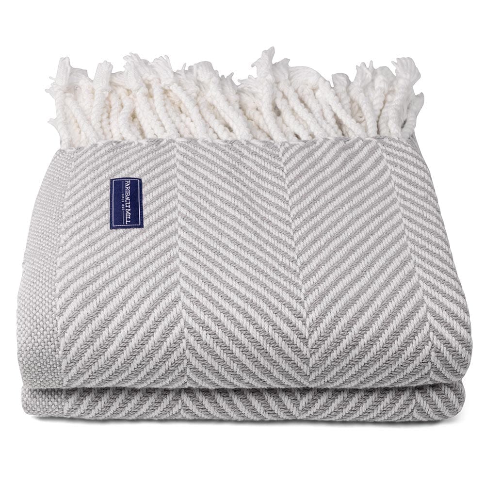 Monhegan Cotton Throw With Fringe active All Throws Best Seller Cotton Throws Current Full Price FWM group-gallery Herringbone Collection Herringbone Throw machine washable personalization Regular Priced Throws