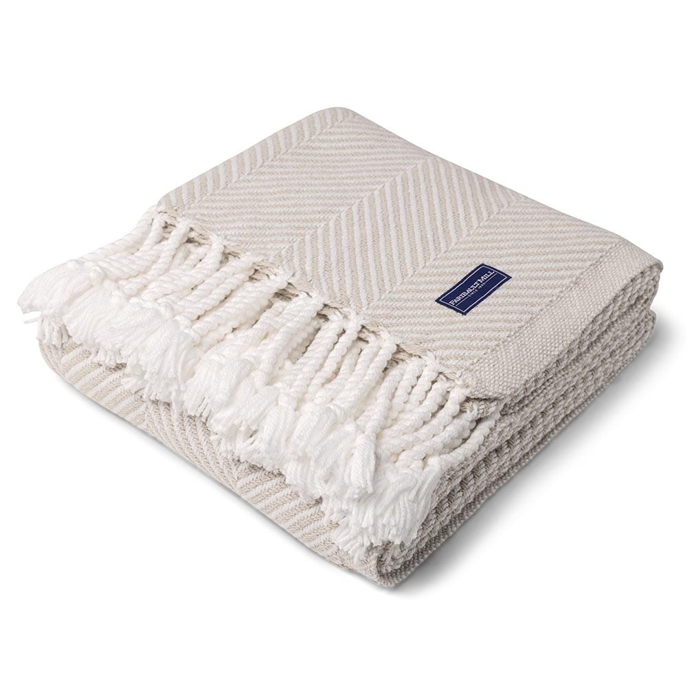Monhegan Cotton Throw With Fringe active All Throws Best Seller Cotton Throws Current Full Price FWM group-gallery Herringbone Collection Herringbone Throw machine washable personalization Regular Priced Throws