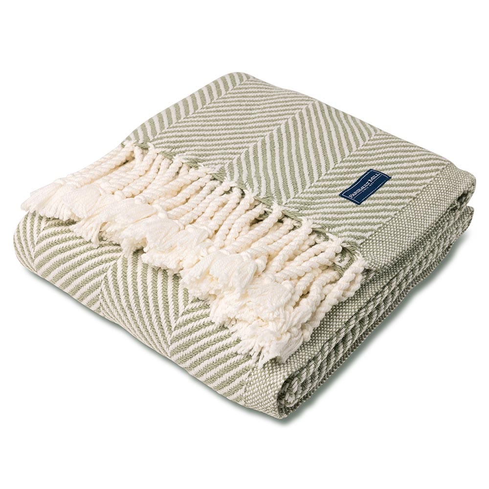 Monhegan Cotton Throw With Fringe - Tea active All Throws Best Seller Cotton Throws Current FWM group-gallery Herringbone Collection Herringbone Throw machine washable Monhegan Cotton Throw With Fringe personalization Regular Priced Throws