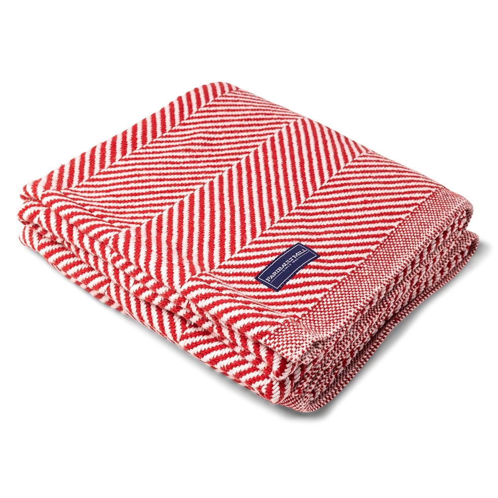 Monhegan Cotton Throw Without Fringe - Breton Red active All Throws Best Seller Cotton Throws Current Full Price FWM group-gallery Herringbone Collection Herringbone Throw machine washable Monhegan Cotton Throw Without Fringe New Lower Price personalization Regular Priced Throws