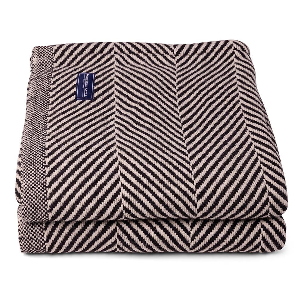 Monhegan Cotton Throw Without Fringe - Ebony active All Throws Best Seller Cotton Throws Current Full Price FWM group-gallery Herringbone Collection Herringbone Throw machine washable Monhegan Cotton Throw Without Fringe New Lower Price personalization Regular Priced Throws