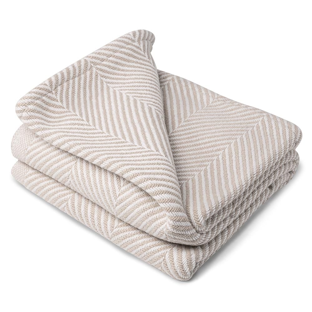 Monhegan Cotton Throw Without Fringe - Oyster active All Throws Best Seller Cotton Throws Current Full Price FWM group-gallery Herringbone Collection Herringbone Throw machine washable Monhegan Cotton Throw Without Fringe New Lower Price personalization Regular Priced Throws
