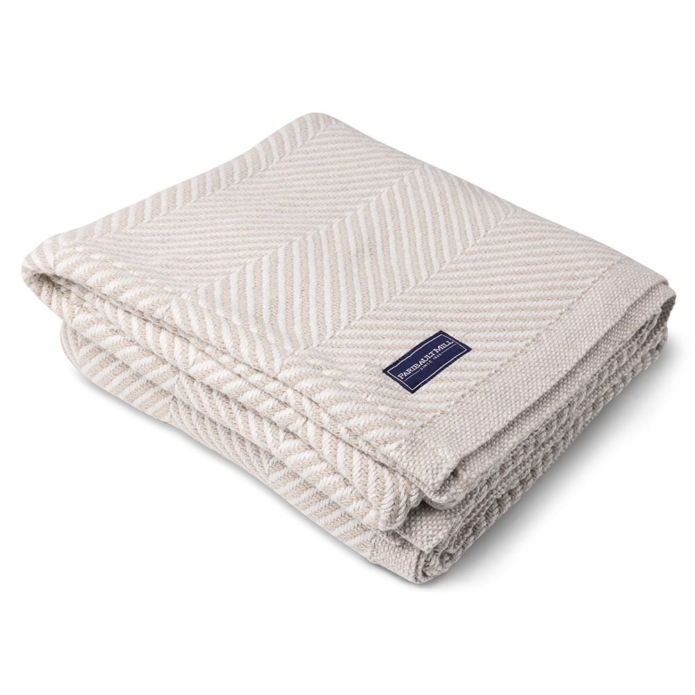 Monhegan Cotton Throw Without Fringe - Oyster active All Throws Best Seller Cotton Throws Current Full Price FWM group-gallery Herringbone Collection Herringbone Throw machine washable Monhegan Cotton Throw Without Fringe New Lower Price personalization Regular Priced Throws