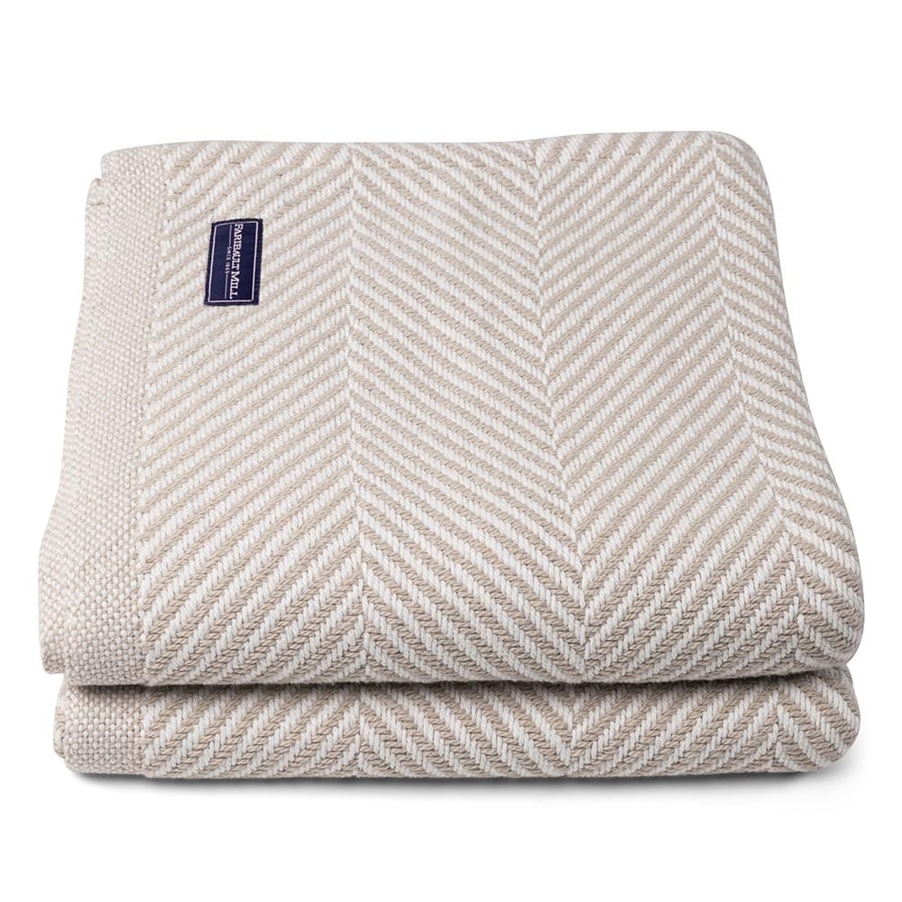 Monhegan Cotton Throw Without Fringe - Oyster active All Throws Best Seller Cotton Throws Current Full Price FWM group-gallery Herringbone Collection Herringbone Throw machine washable Monhegan Cotton Throw Without Fringe New Lower Price personalization Regular Priced Throws