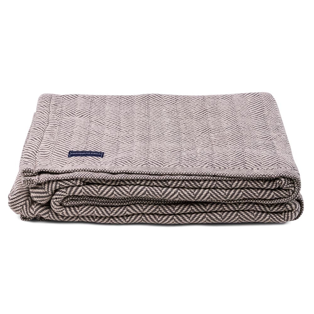 Penobscot Cotton Blanket - Slate active Current Full Full Price group-gallery Herringbone King machine washable New Lower Price Patterns & Plaids Penobscot Cotton Blanket personalization Queen Twin