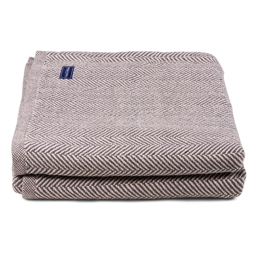 Penobscot Cotton Blanket - Slate active Current Full Full Price group-gallery Herringbone King machine washable New Lower Price Patterns & Plaids Penobscot Cotton Blanket personalization Queen Twin