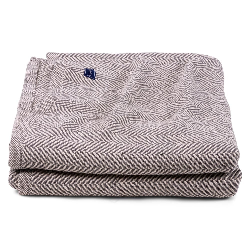 Penobscot Cotton Blanket - Slate active Current Full Full Price group-gallery Herringbone King machine washable New Lower Price Patterns & Plaids Penobscot Cotton Blanket personalization Queen Twin