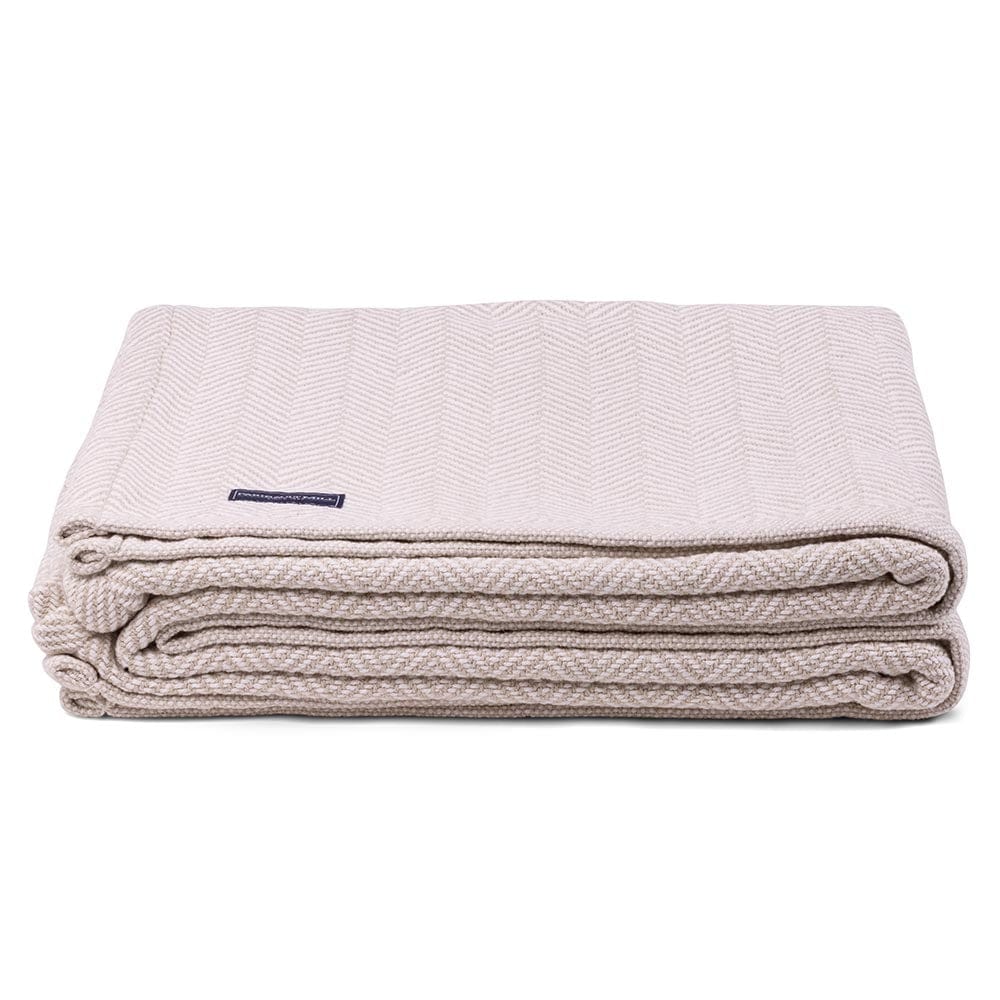 Penobscot Cotton Blanket - Oyster active Current Full Full Price group-gallery Herringbone King machine washable New Lower Price Patterns & Plaids Penobscot Cotton Blanket personalization Queen Twin