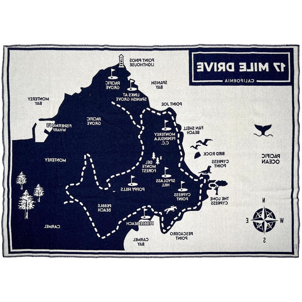 17 Mile Drive Map Wool Throw Blanket active Current Dry clean or hand wash Full Price Lakes & Maps