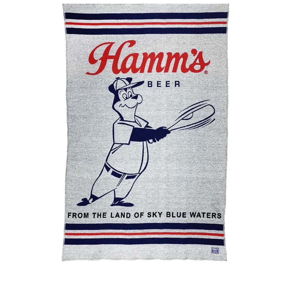 Hamm's Beer Baseball Bear Wool Throw Blanket 42" x 65" active Current Dry clean or hand wash Full Price Hamm's Beer Wool Throw