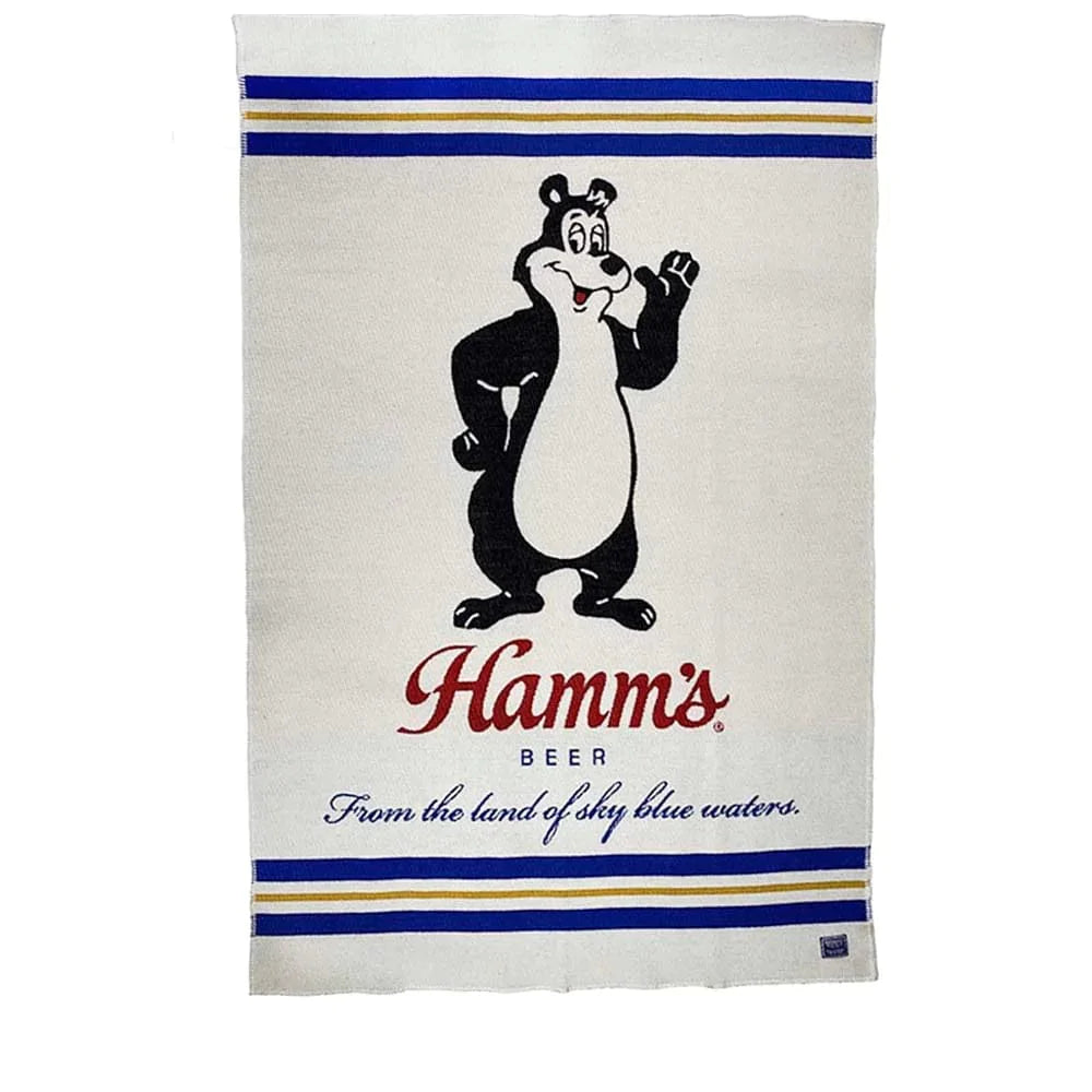 Factory Second Hamm's Beer Bear Wool Throw Blanket 42" x 65" active Dry clean or hand wash Factory Second Hamm's Wool Throw Faribault