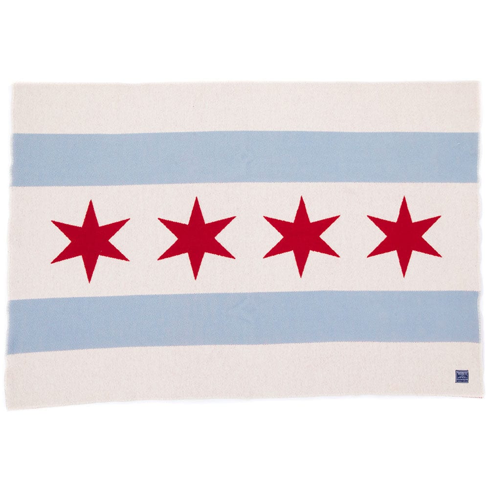 Chicago Flag Wool Throw - Faribault Mill