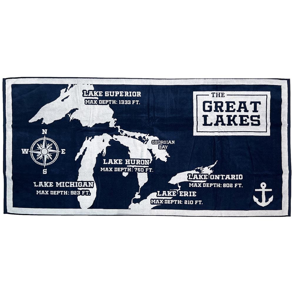 Great Lakes Map Towel Great Lakes active Current machine washable Sale